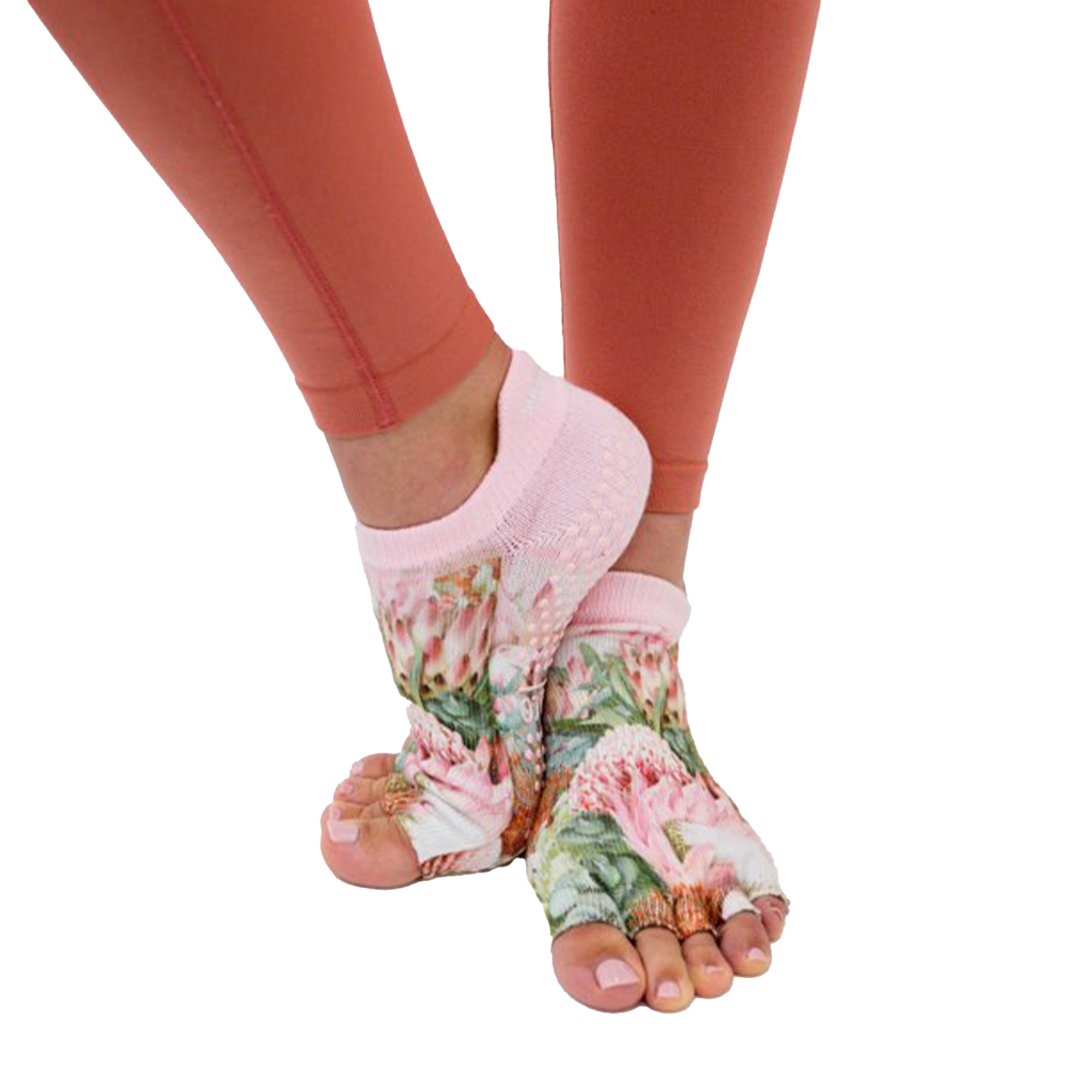Slide On Non Slip Grip Socks, Peach Cheetah