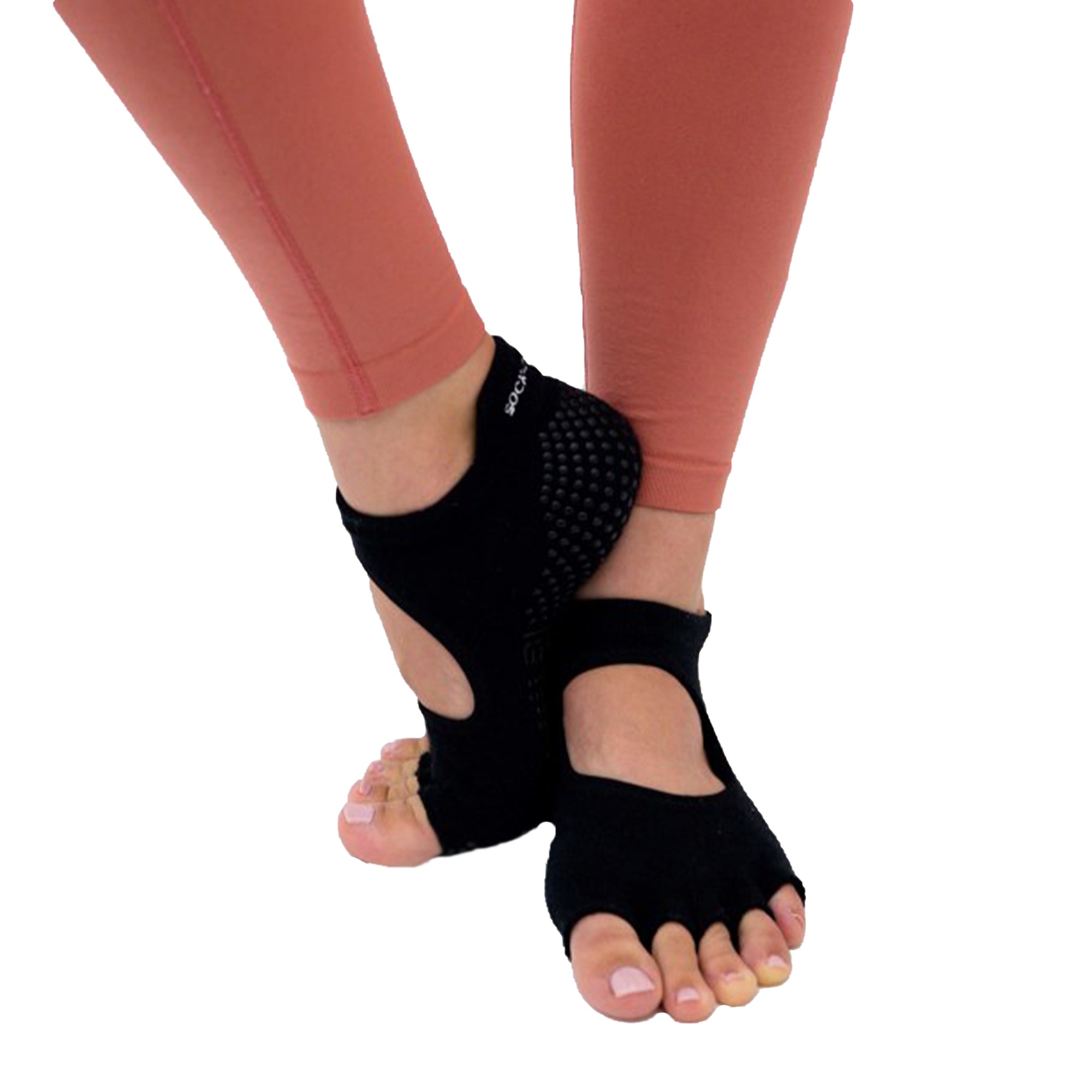 2 Pairs Toeless Yoga Socks Non-Slip Grips for Pilates Ballet Dance Barefoot  Workout Cotton Open Toe Sports Socks