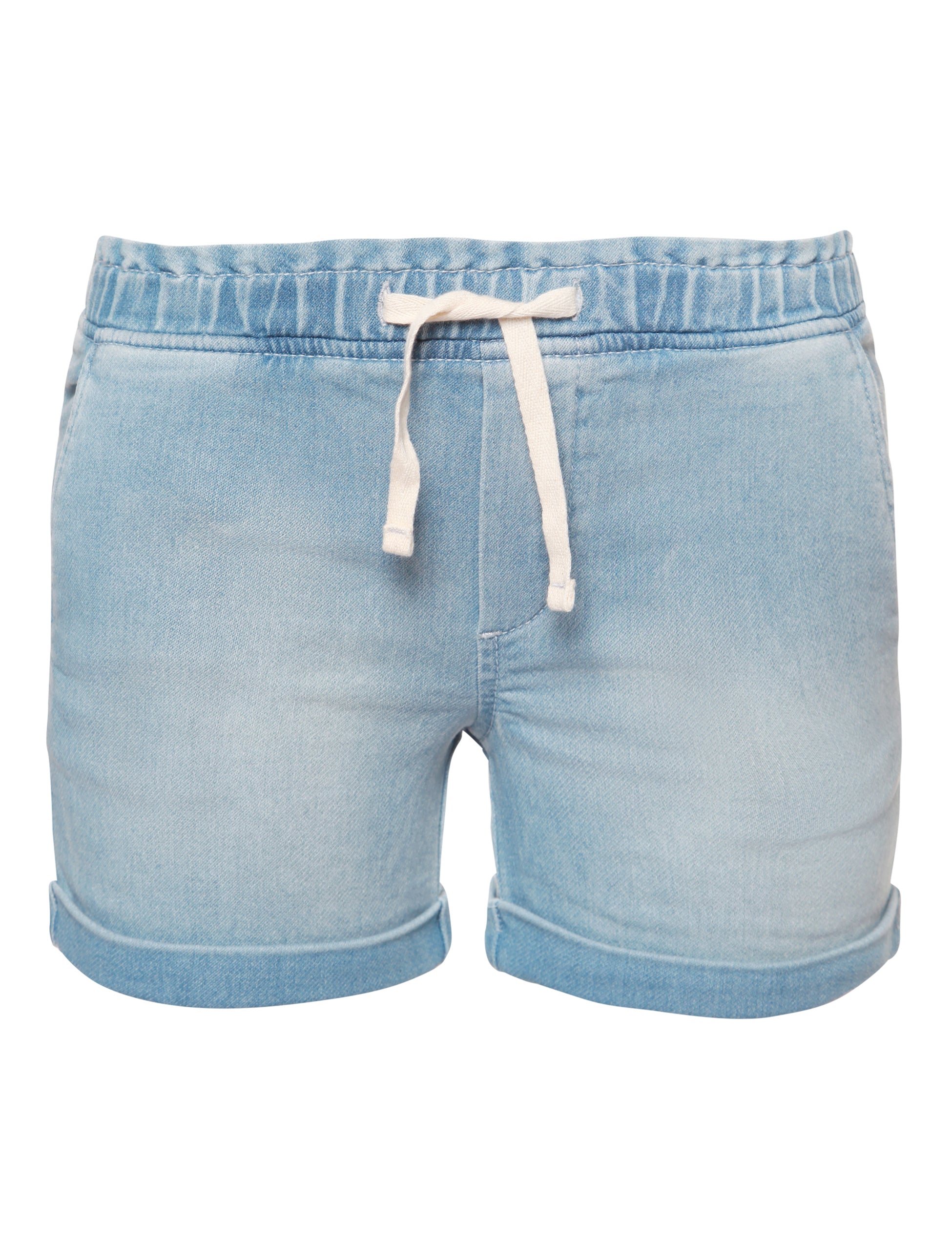 elastic denim shorts