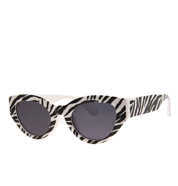 Pair of zebra print sunglasses with cat eye shape