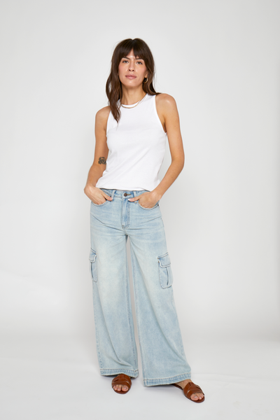 Oliver Mid Wash Low Waist Wide Leg Jeans