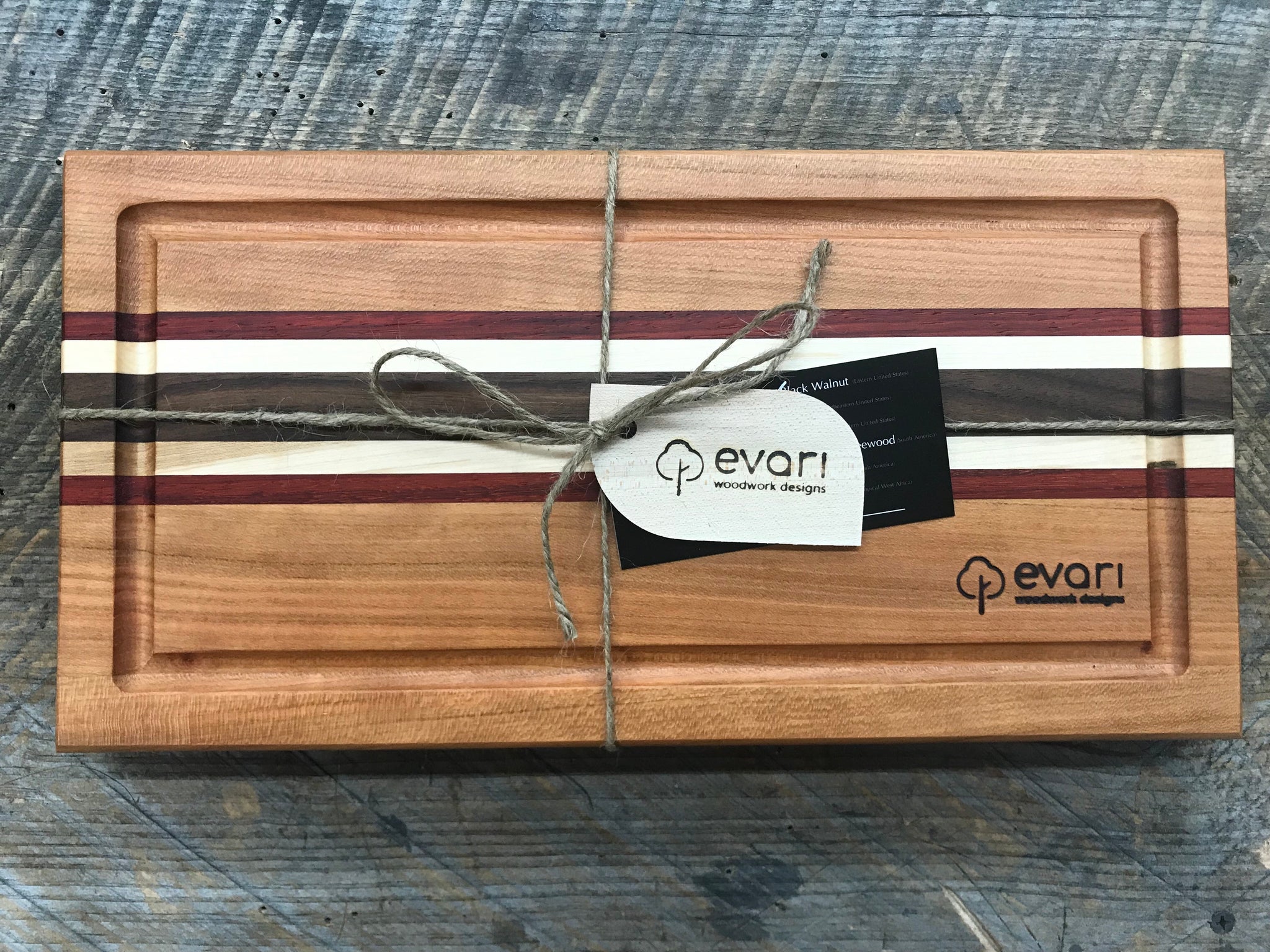 Cutting Board Cherry Black Walnut Maple And Padauk Medium Evari Woodwork Designs 