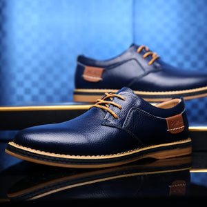 blue leather oxford shoes
