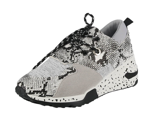 WOMAN'S SHOES WHITE SNAKE SUEDE MESH 