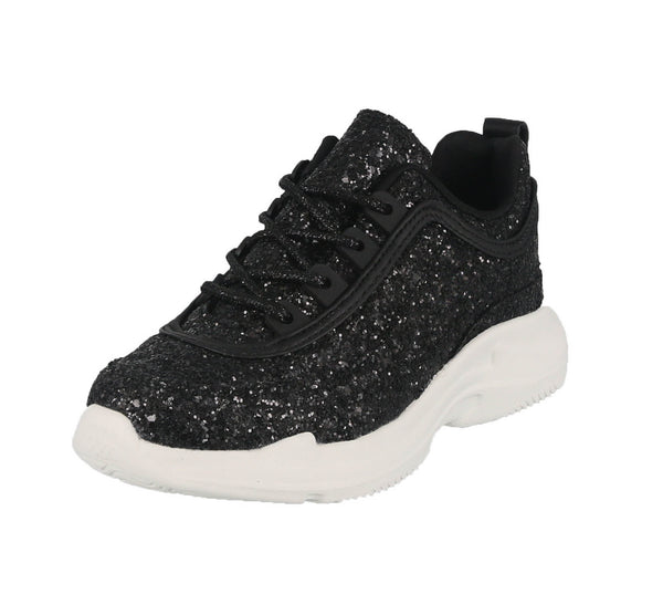 KID'S SHOES BLACK GLITTER TENNIS 