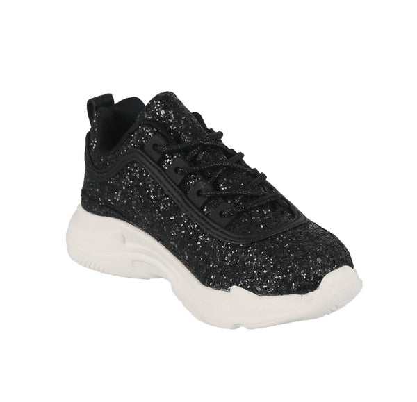 glitter tennis shoes black