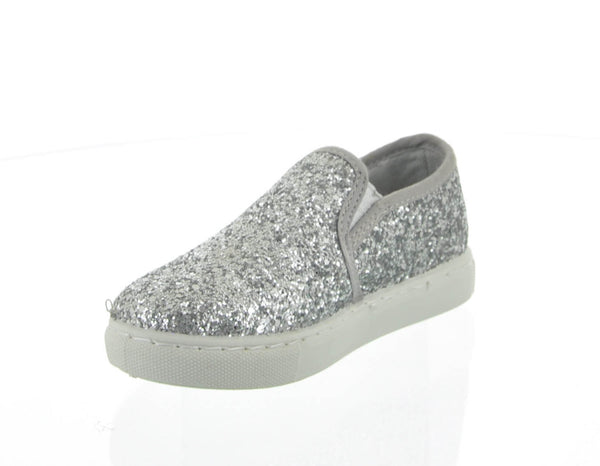 sparkly silver tennis shoes
