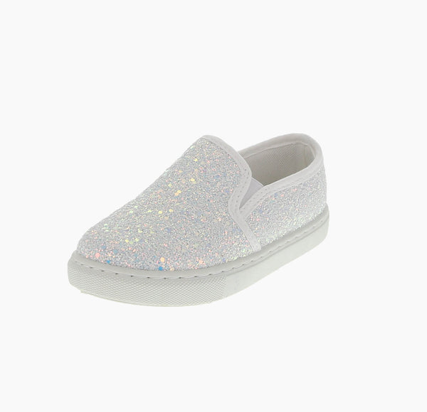 white glitter tennis shoes