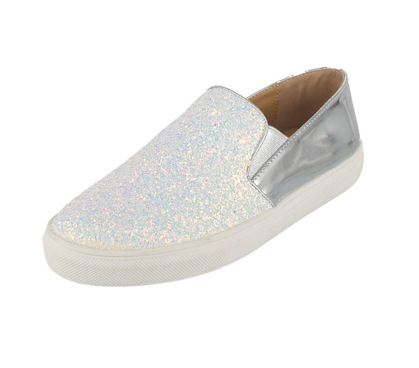glitter slip on tennis shoes
