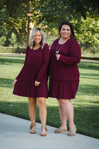 Tiered Decadence Dress in Burgundy