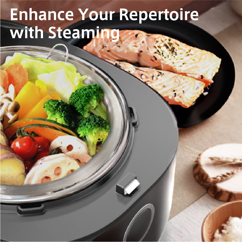 programmable rice cooker with 8 cups and a steamer basket. – Jmarketonline