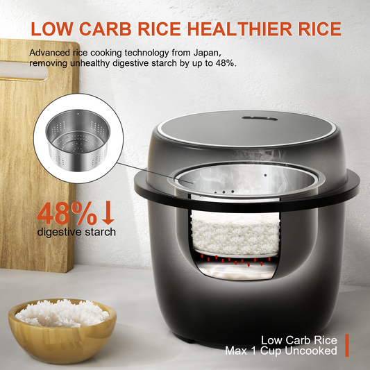  POKAPOKA Mini Rice Cooker 2 Cups Uncooked, Small Rice