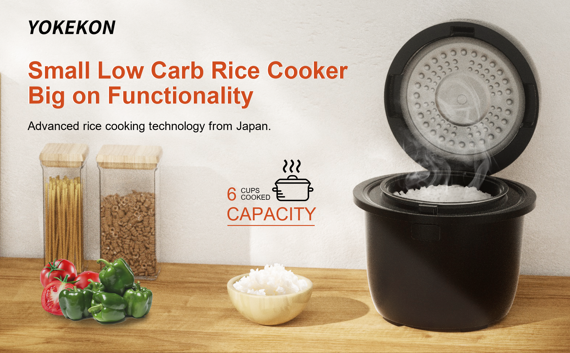 Rice Cooker Small Low Carb, 6-cup (cooked)Rice Maker, 8-in-1 Rice Cooker  with Stainless Steel Steamer, Delay Timer and Auto Keep Warm Feature,  Sushi, Risitto, Steamer, Cake 