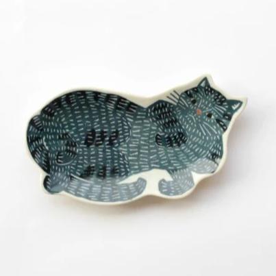 cat ceramic dish