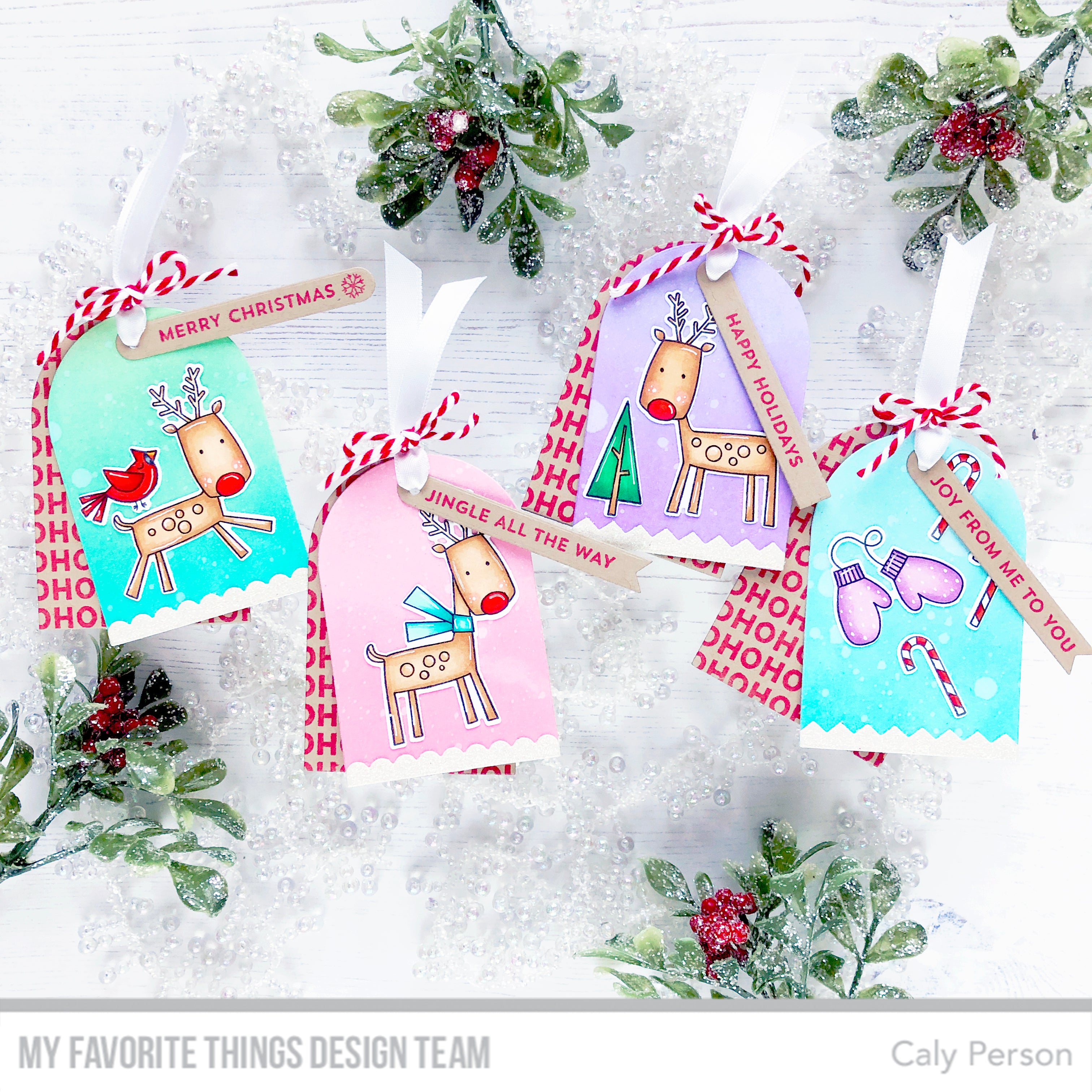 Handmade tags from Caly Person featuring products from My Favorite Things #mftstamps