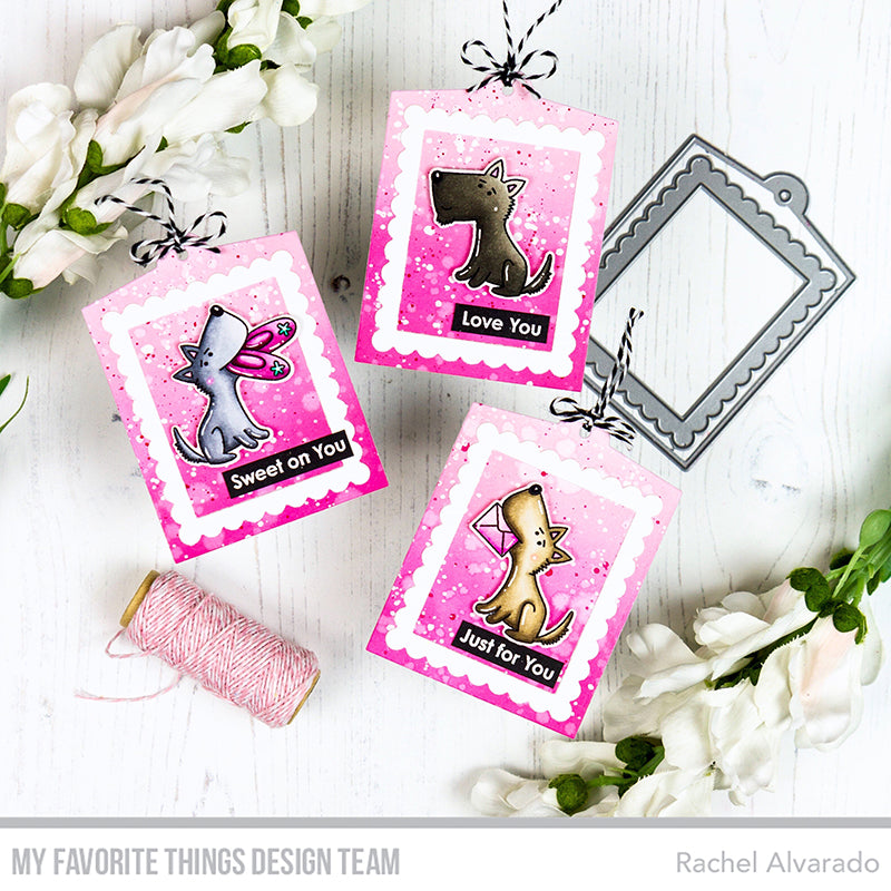 Handmade tags from Rachel Alvarado featuring products from My Favorite Things #mftstamps