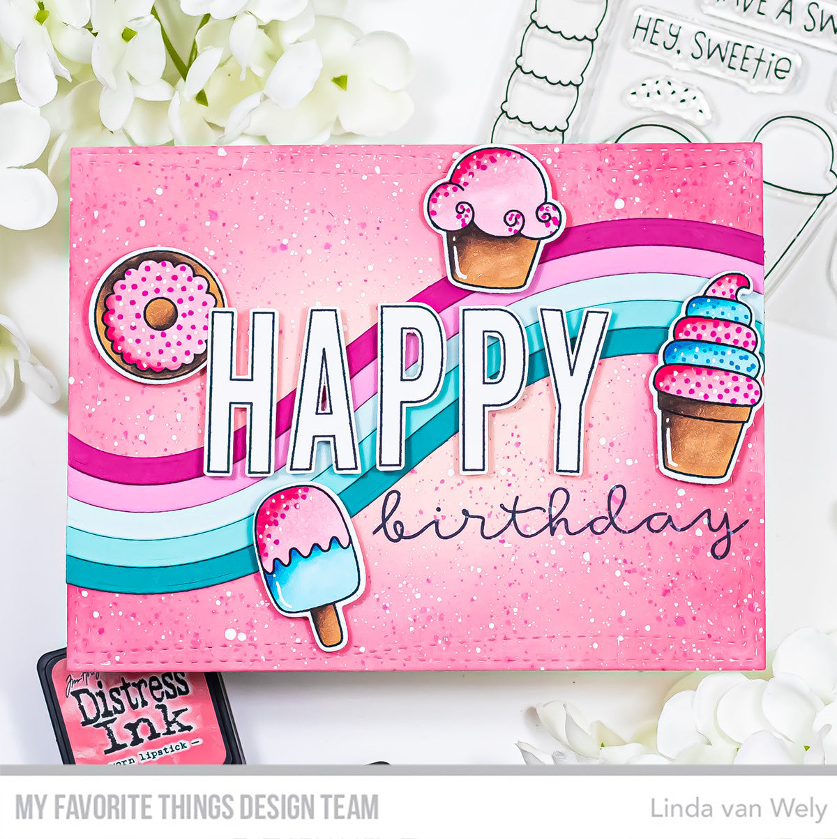 Handmade card from Linda van Wely featuring products from My Favorite Thing #mftstamps