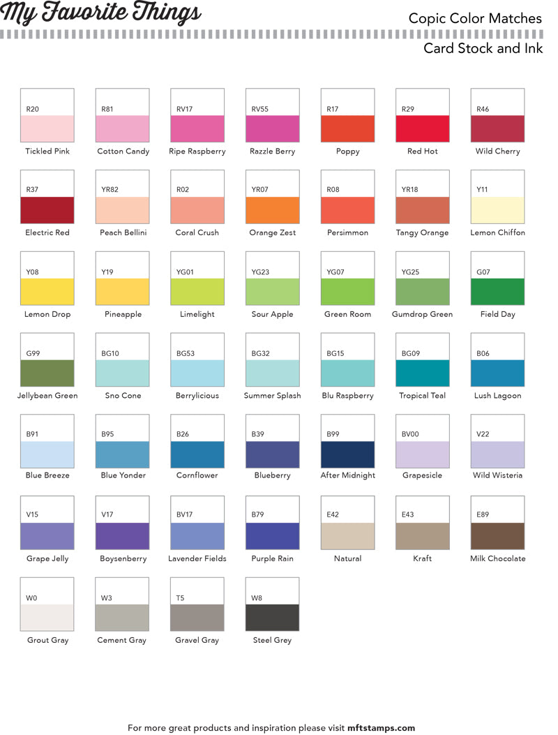 MFT Printable Resources | Color Charts – MFT Stamps