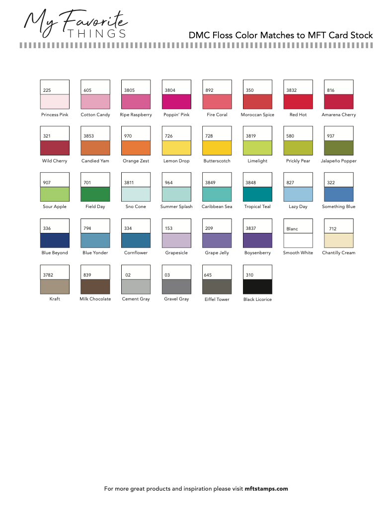Free DMC Thread Color Chart - Download in PDF, Illustrator