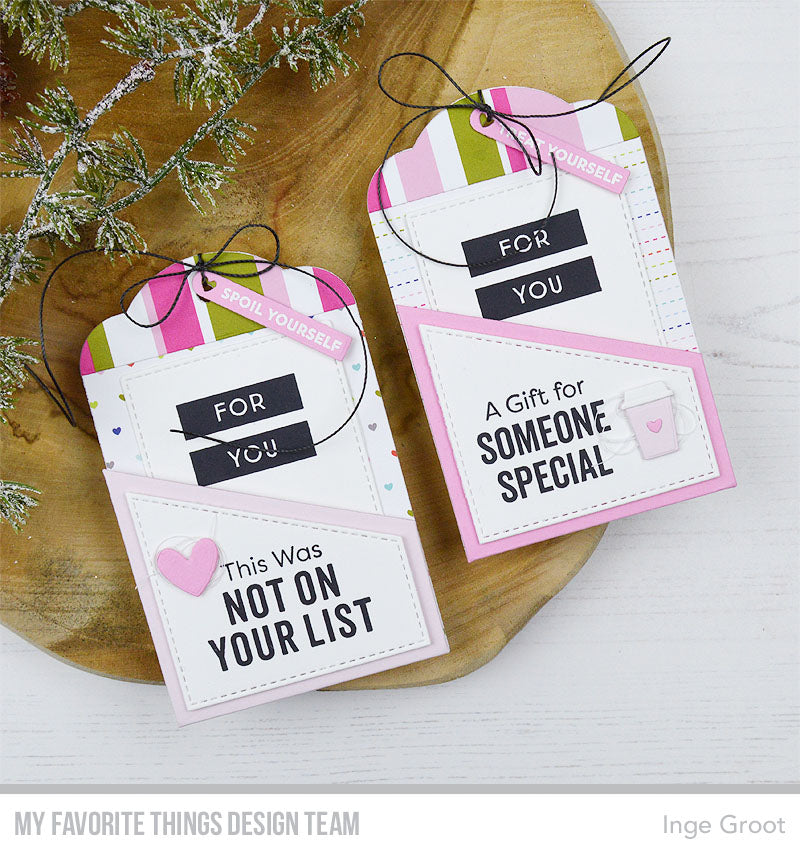 Handmade tags from Inge Groot featuring products from My Favorite Things #mftstamps