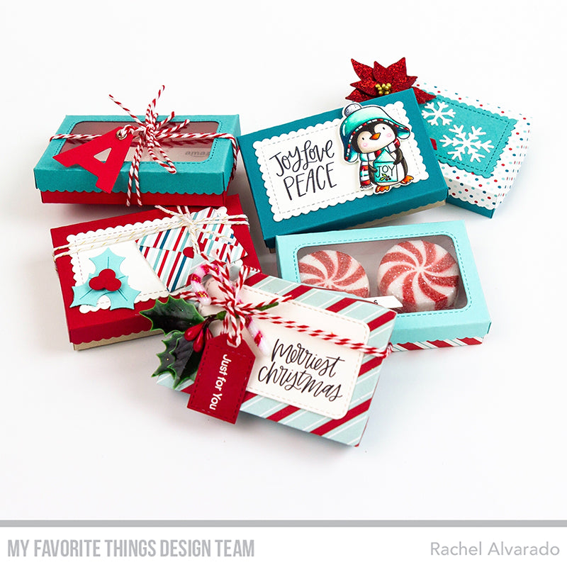 Handmade gift boxes from Rachel Alvarado featuring products from My Favorite Things #mftstamps