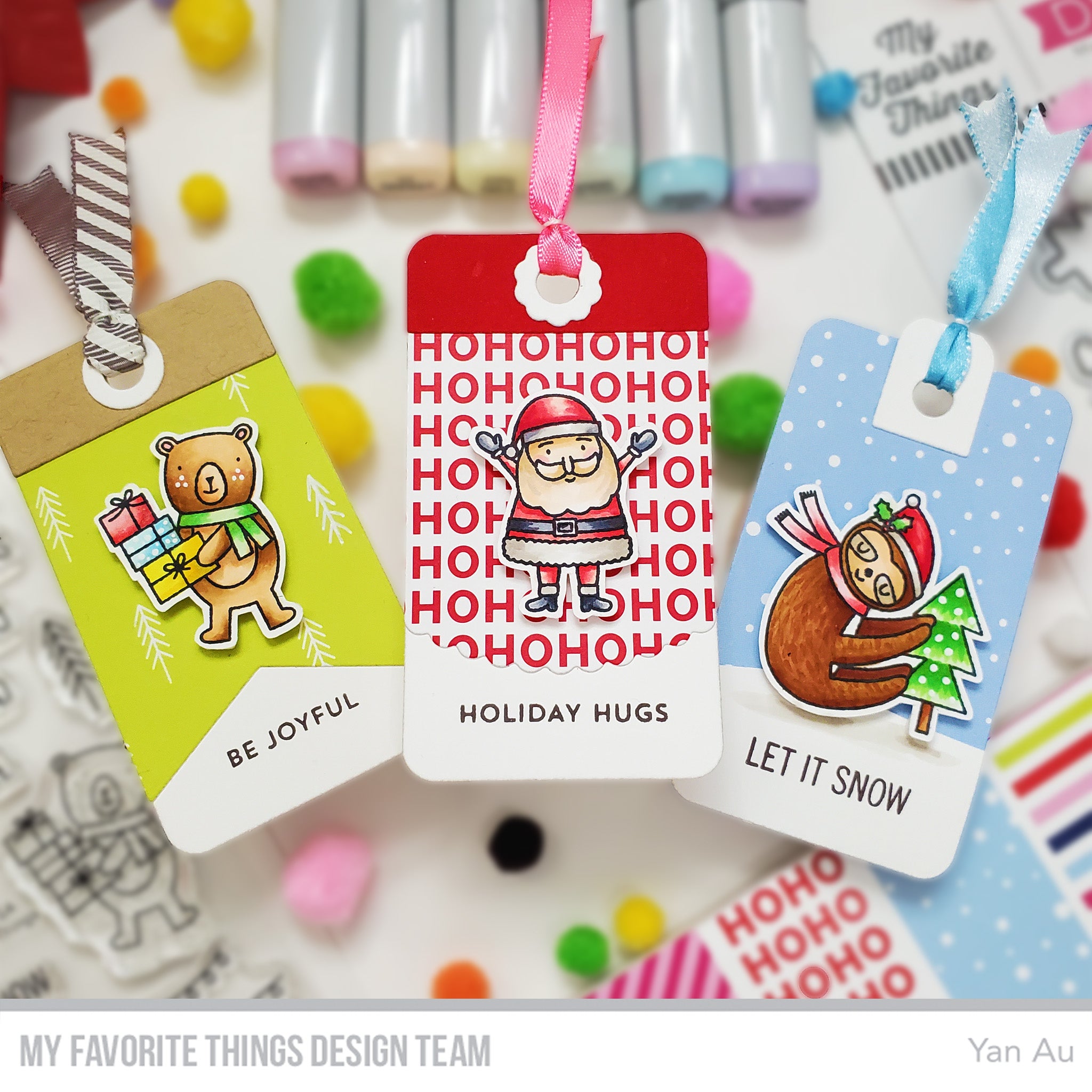 Handmade tags from Yan Au featuring products from My Favorite Things #mftstamps