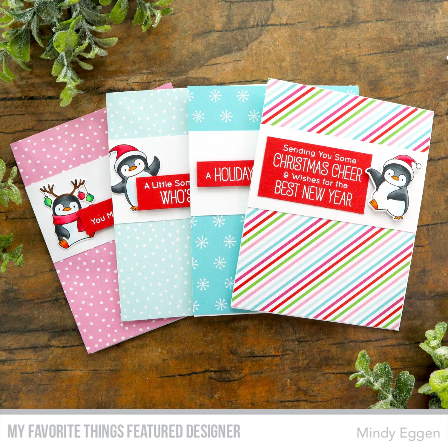 Handmade #christmascard set from Mindy Eggen featuring products from My Favorite Things #mftstamps #christmascraft