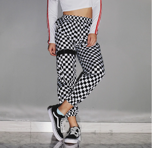 Casual Checkered Track Pants