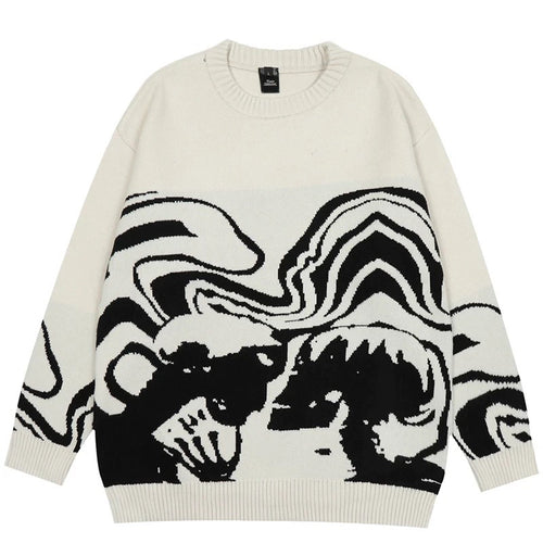 Skeletal Embrace Knitted Wool Pullover Sweater