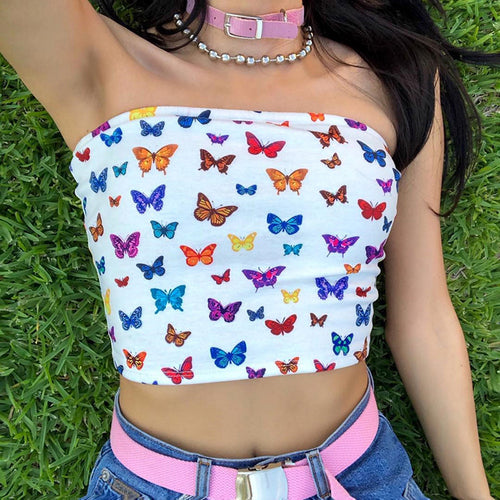Strapless Butterfly Crop Top