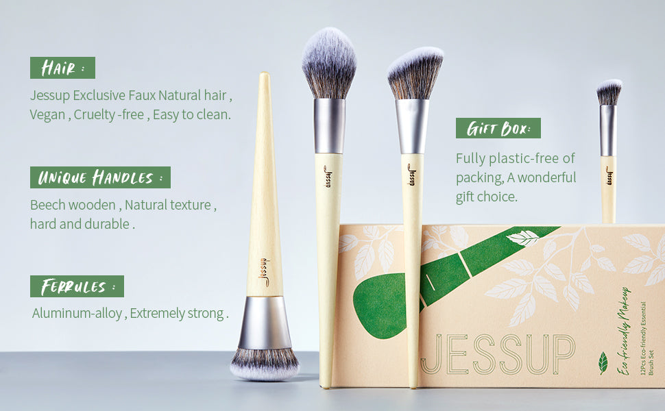 affordable vegan luxury makeup brush set - Jessup