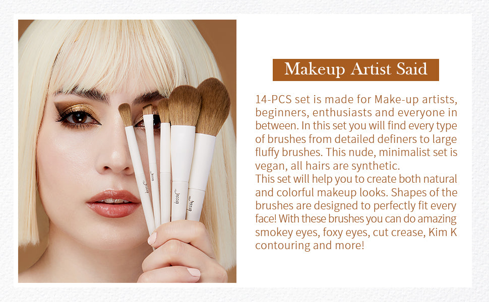 gray professional makeup brush set - Jessup