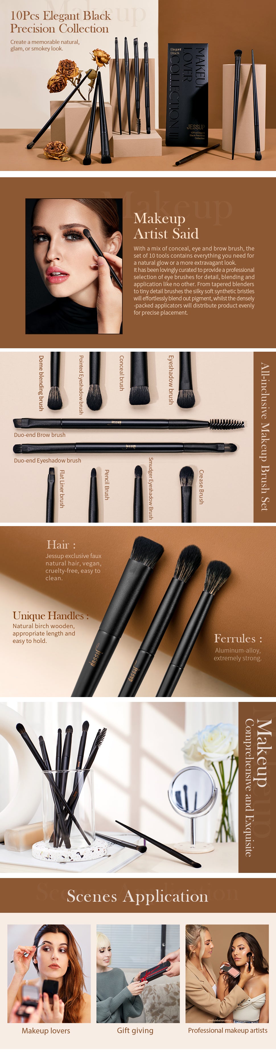 synthetic makeup brushes - Jessup