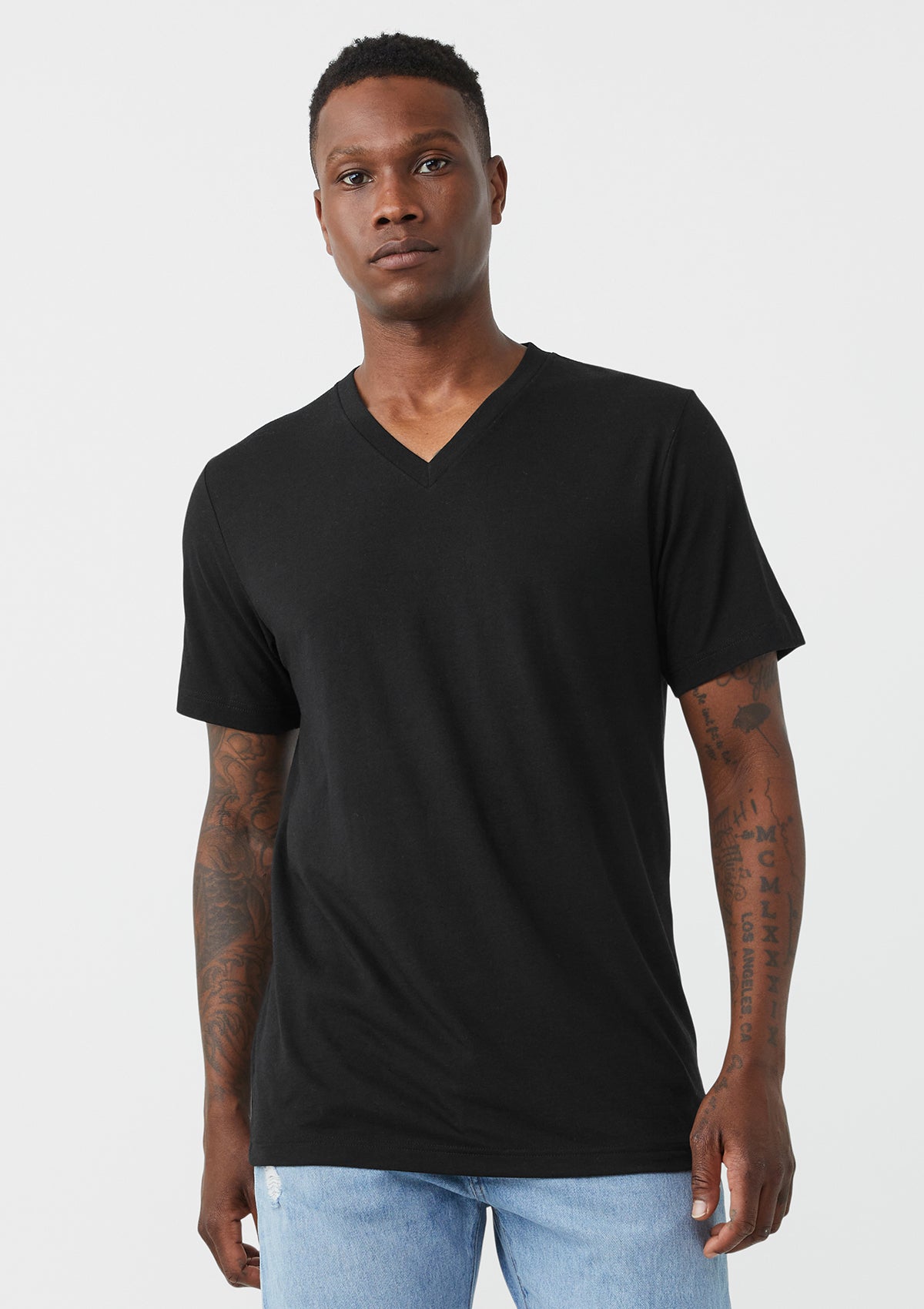 Black V Neck T Shirt for Men