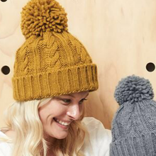 Load image into Gallery viewer, Adonis &amp; Grace Cable Knit Melange Beanie Hat Mustard