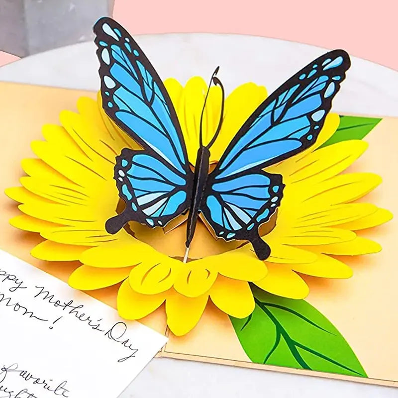 The Blue Butterfly and Sunflower card is perfect for birthdays throughout the year