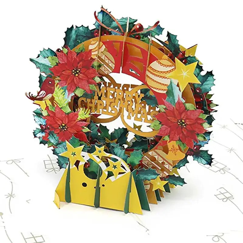 The Christmas Wreath pop-up card is perfect for Christmas Thanksgiving New Year