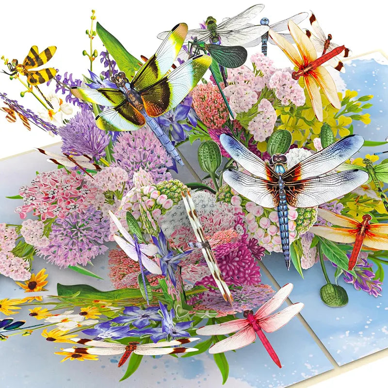 The Dragonflies pop-up card is perfect for Valentine's Day, Anniversary, Mother's Day, birthdays, and loving occasions