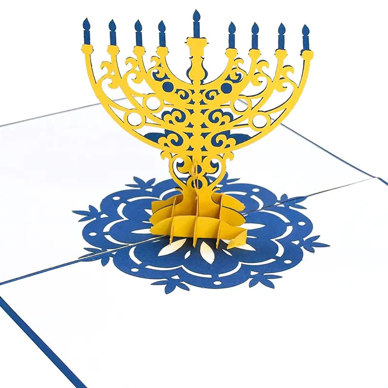 The Hanukkah Menorah pop-up card is perfect for Hanukkah Season, Anniversaries, Birthdays
