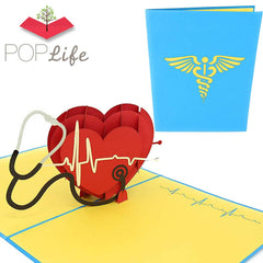 Covid Hero Medical Heart Valentine's Day Pop Up Card