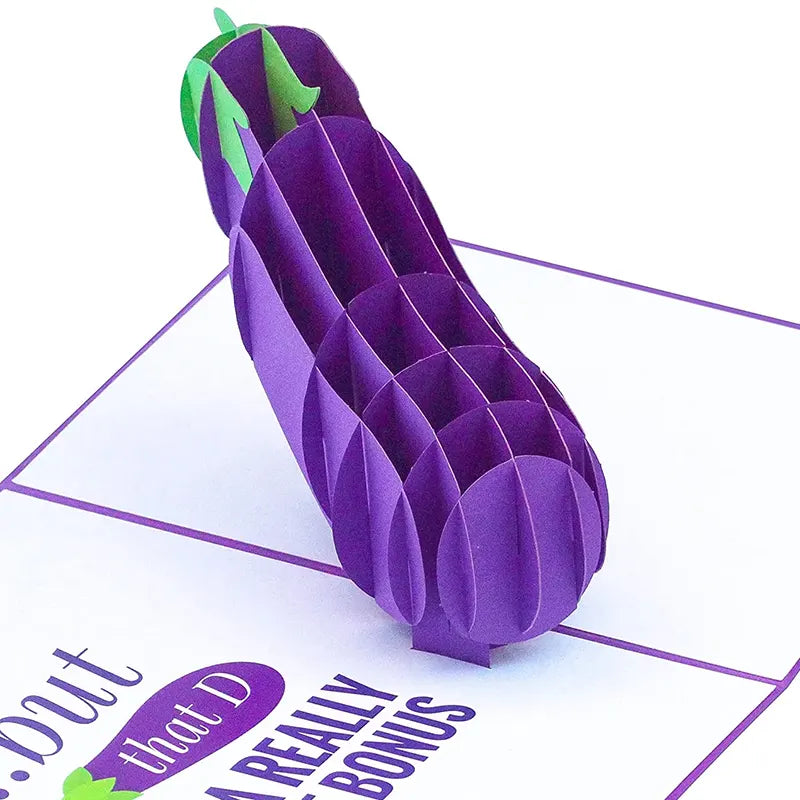 The Naughty Eggplant 3D pop-up card is perfect for Valentine's Day, Anniversaries, Birthdays