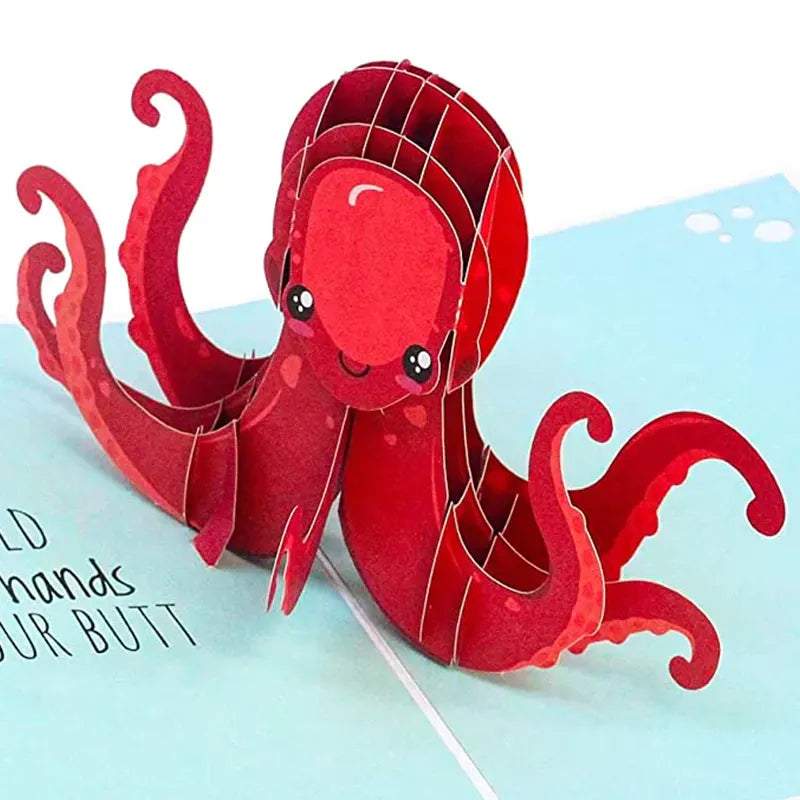 The Naughty Octopus pop-up card is perfect for Valentine's Day, Anniversaries, Mother's Day, Father's Day, Birthdays