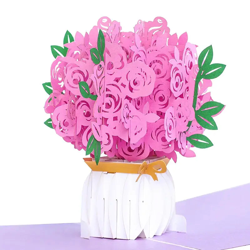 The Pink Roses pop-up card is perfect for birthdays and loving occasions throughout the year