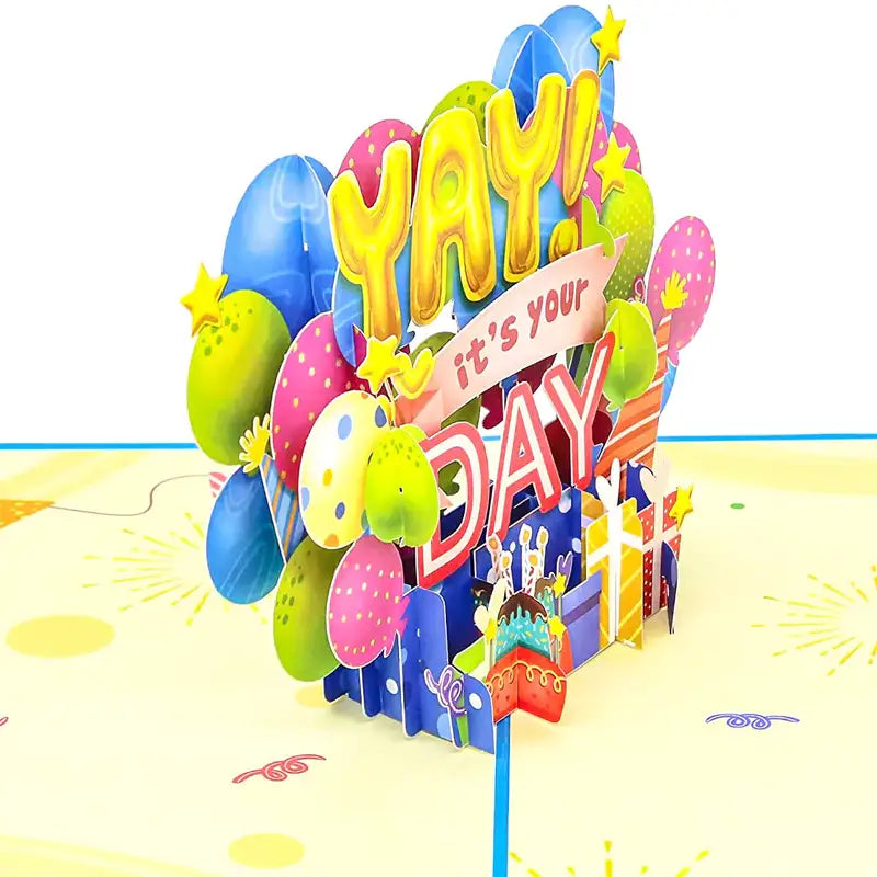 The Yay It's Your Day pop-up card is perfect for birthdays, anniversaries, and loving occasions