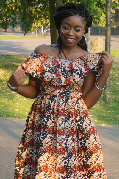 ankara off shoulder dress