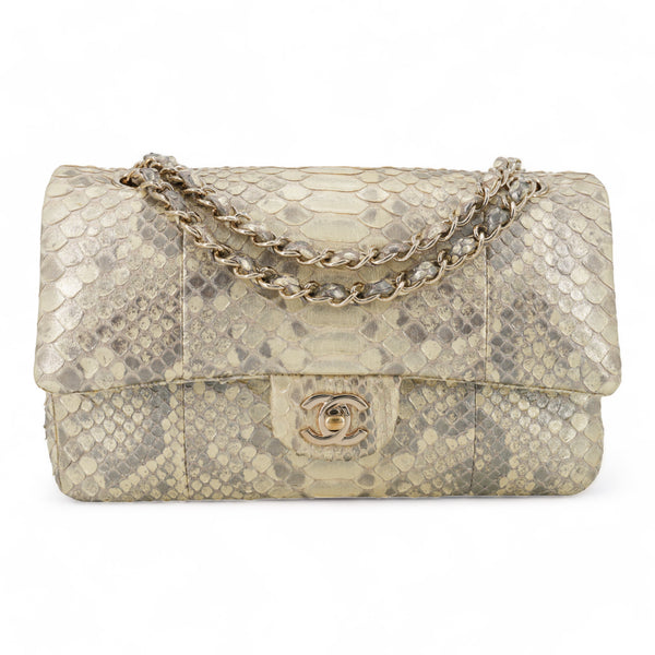 Chanel Vintage Pearl Trim Quilted Canvas Medium Classic Double Flap Bag | Dearluxe