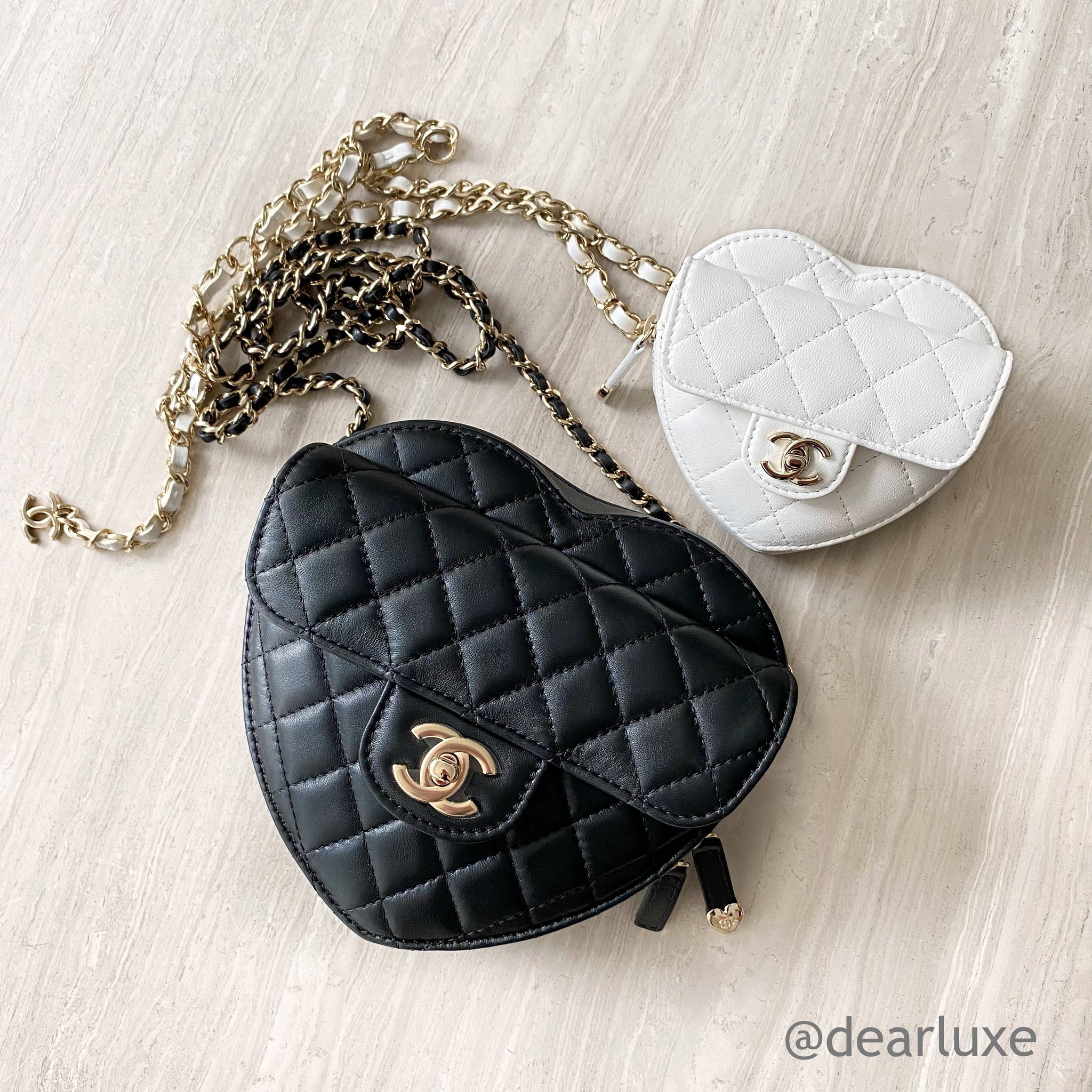 CHANEL 22S Large Heart Bag in Black Lambskin | Dearluxe