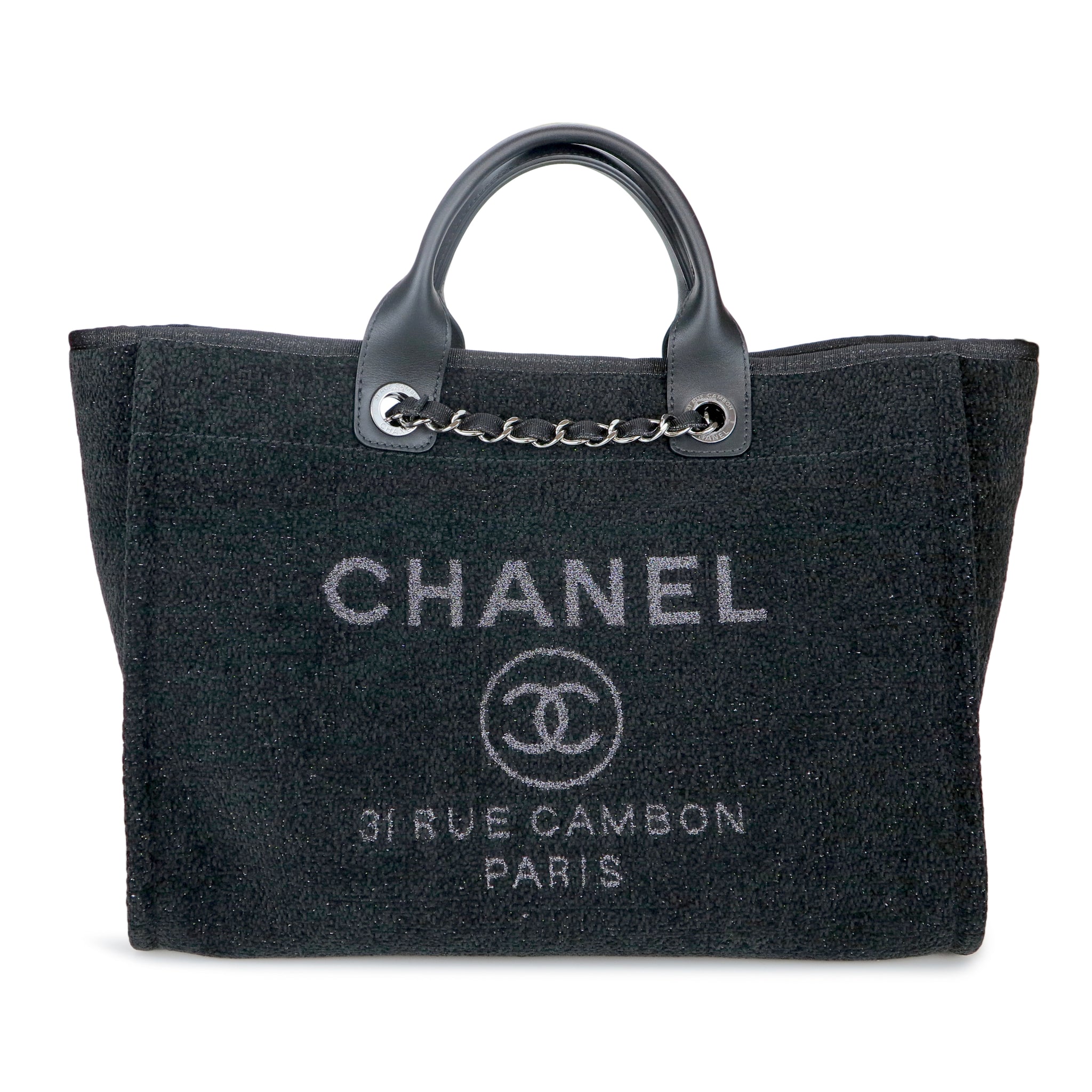 chanel lurex boucle medium deauville tote