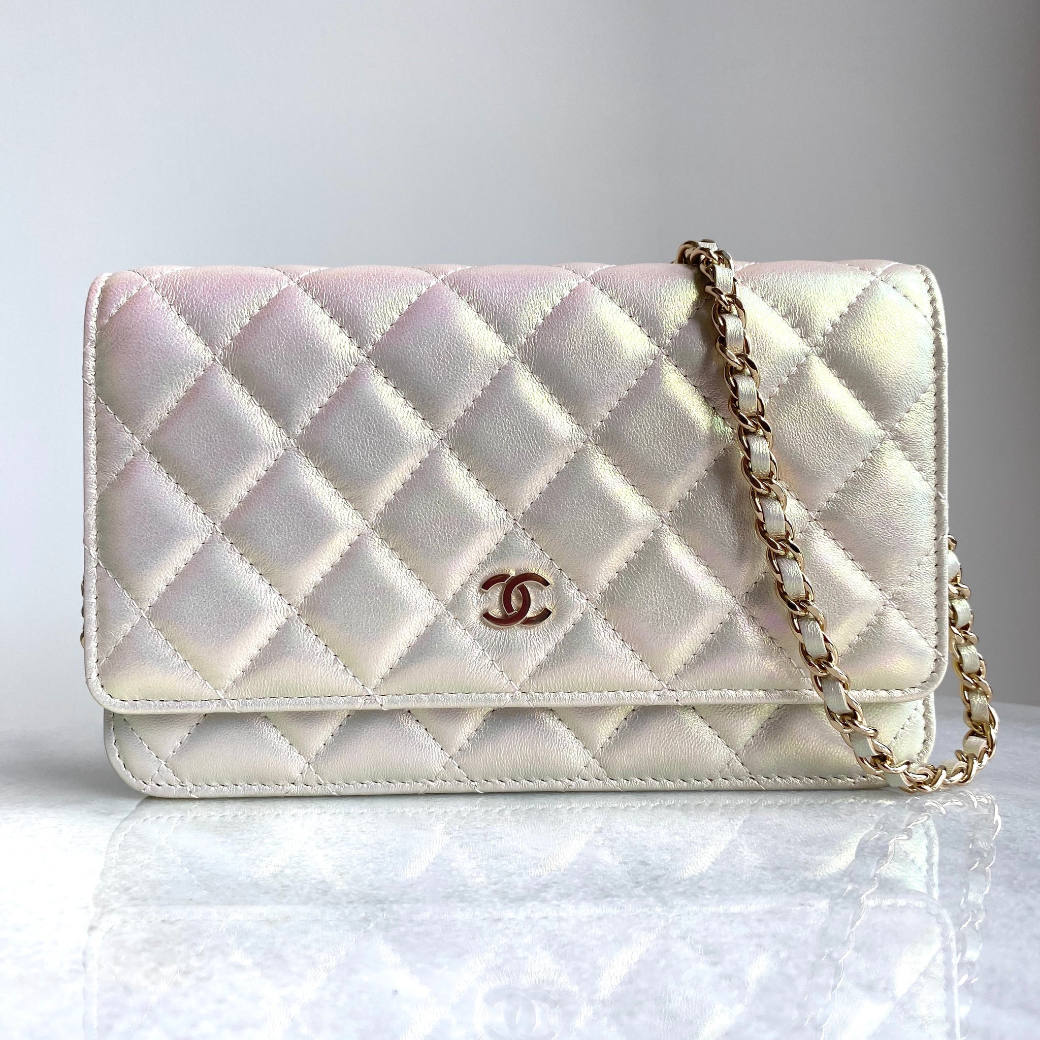 CHANEL Wallet On Chain WOC in 20B Iridescent Ivory | Dearluxe