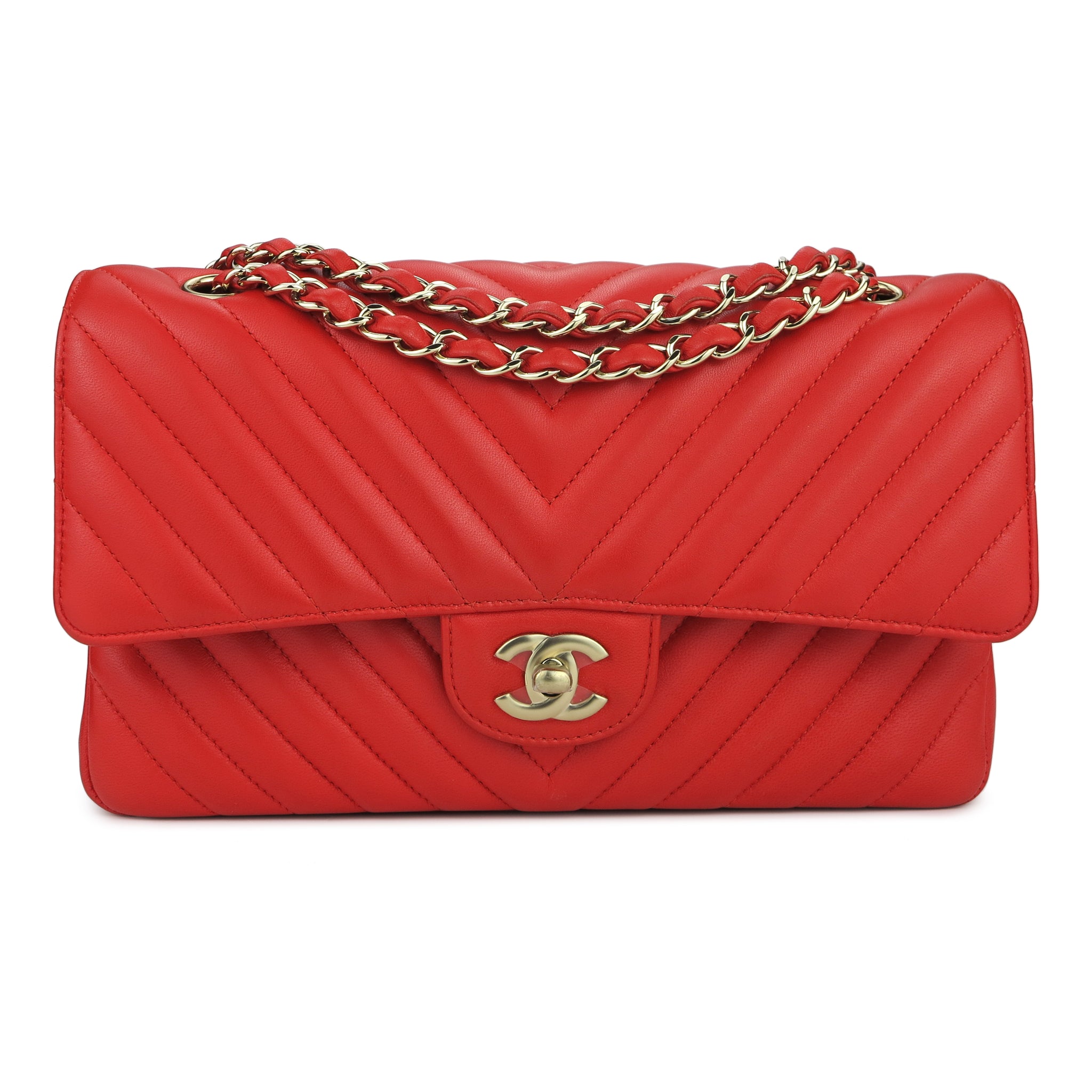 red chanel chevron bag